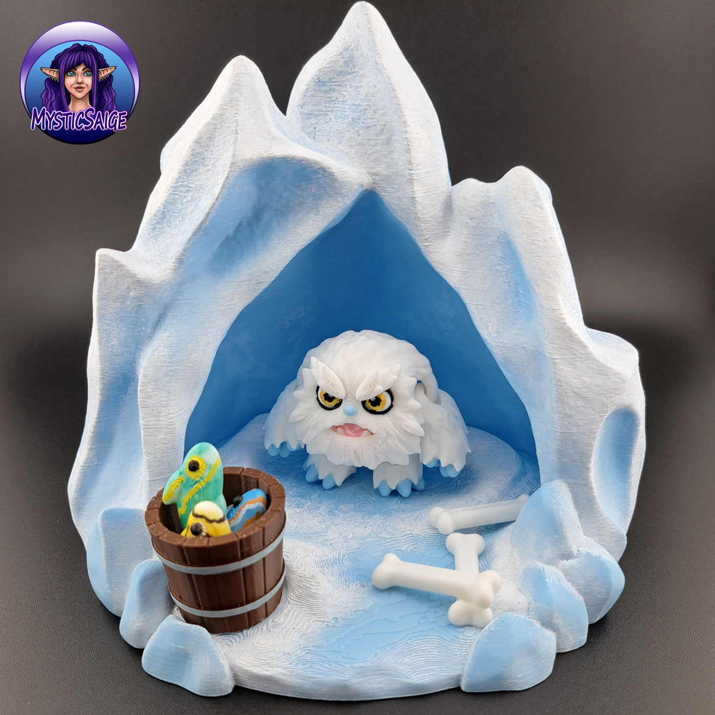 Yeti Puff and Yeti Cave Playset 3D STL Model — view 2