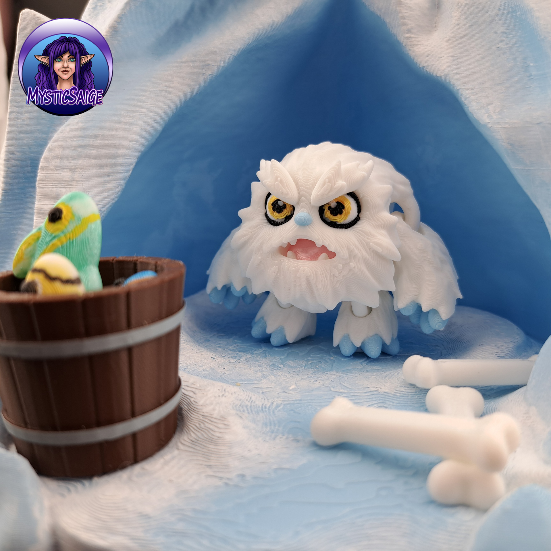 Yeti Puff and Yeti Cave Playset 3D STL Model — view 3