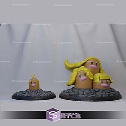 Basic Pokemon Collection - Alolan Diglett Alolan Dugtrio 3D STL Model