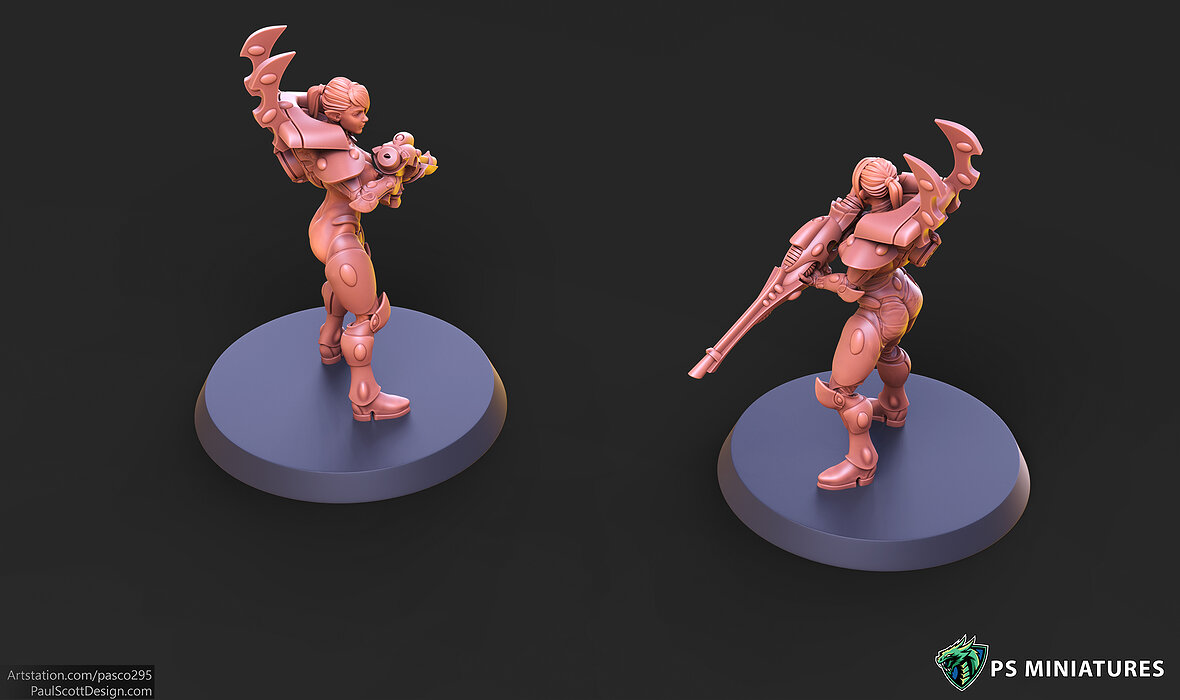 Elf Female Soldier Pose 1 - 8 Variants and 2 Pinups 3D STL Model — view 5