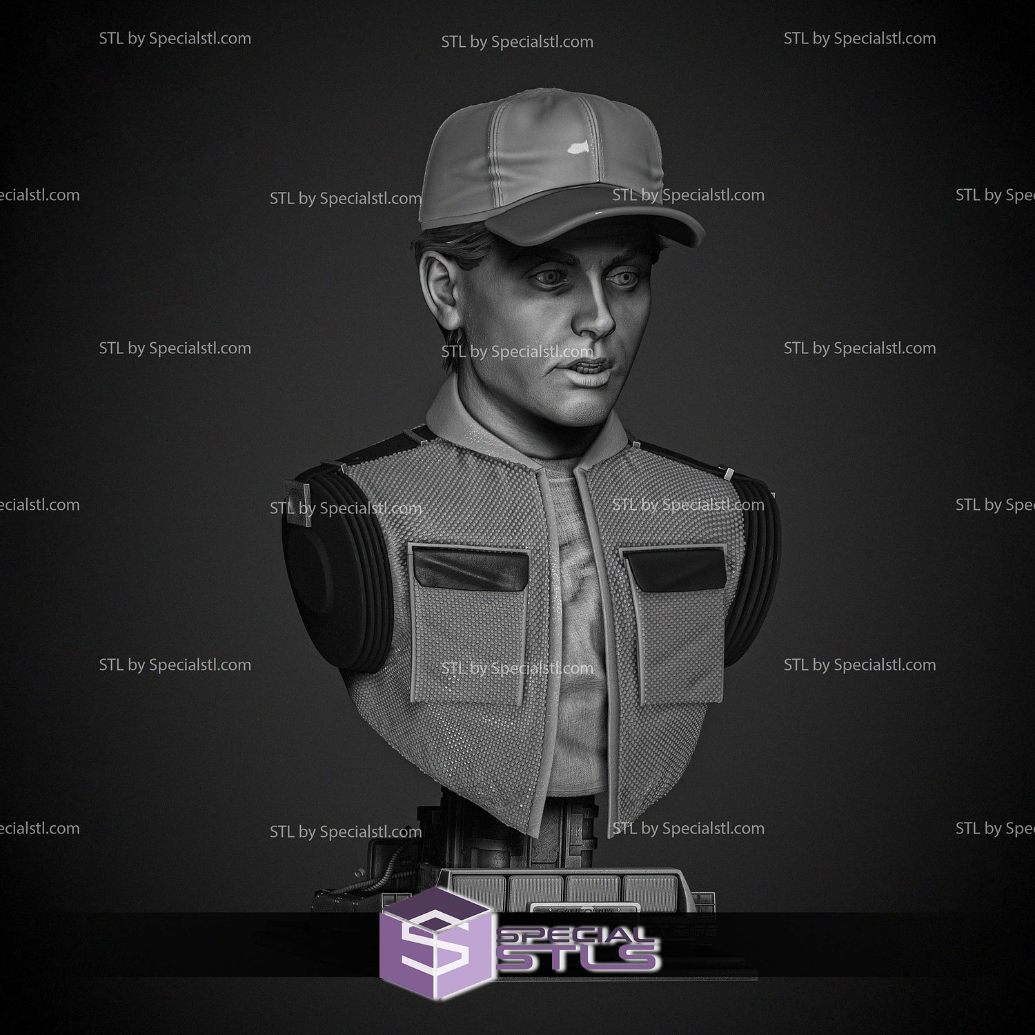 Marty McFly Portrait Bust Digital STL Files 3D Model — view 3
