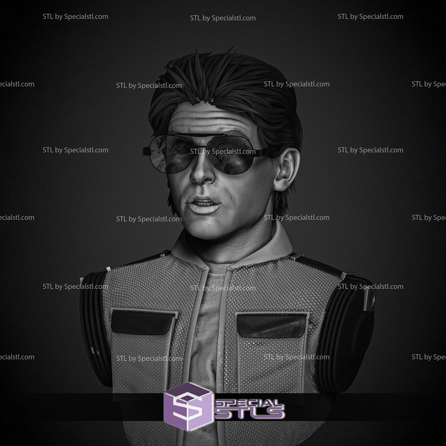 Marty McFly Portrait Bust Digital STL Files 3D Model — view 5