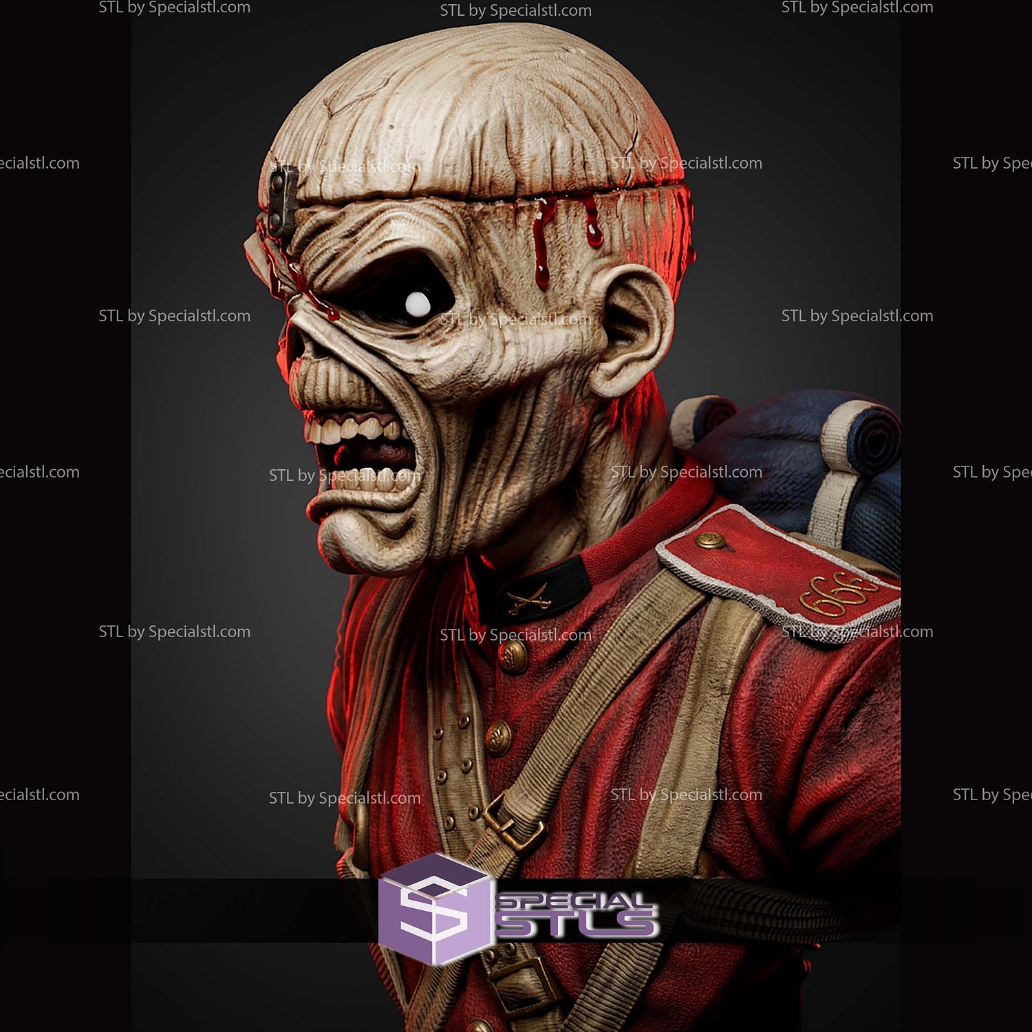 Music Iron Maiden Portrait Bust 297mm STL Files 3D Model — view 2