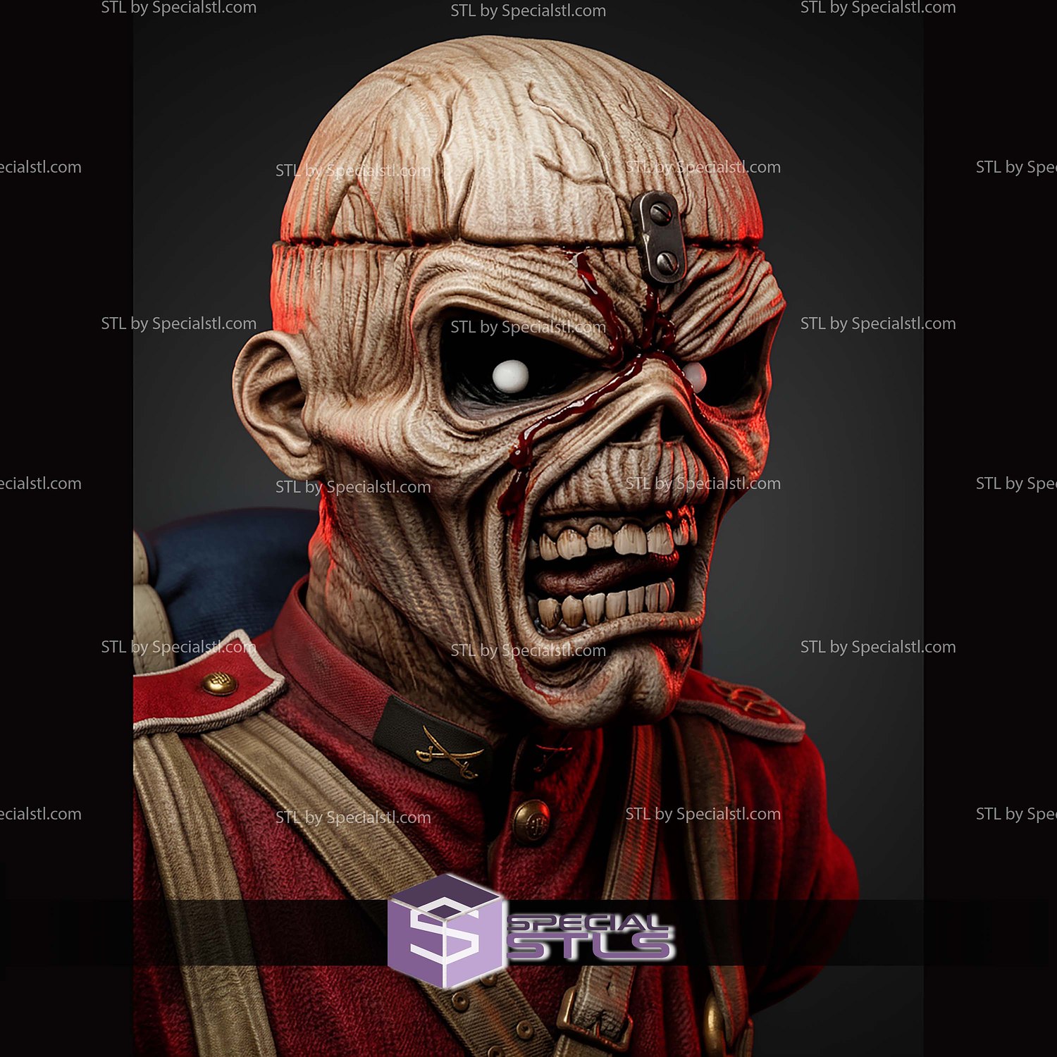 Music Iron Maiden Portrait Bust 297mm STL Files 3D Model — view 3