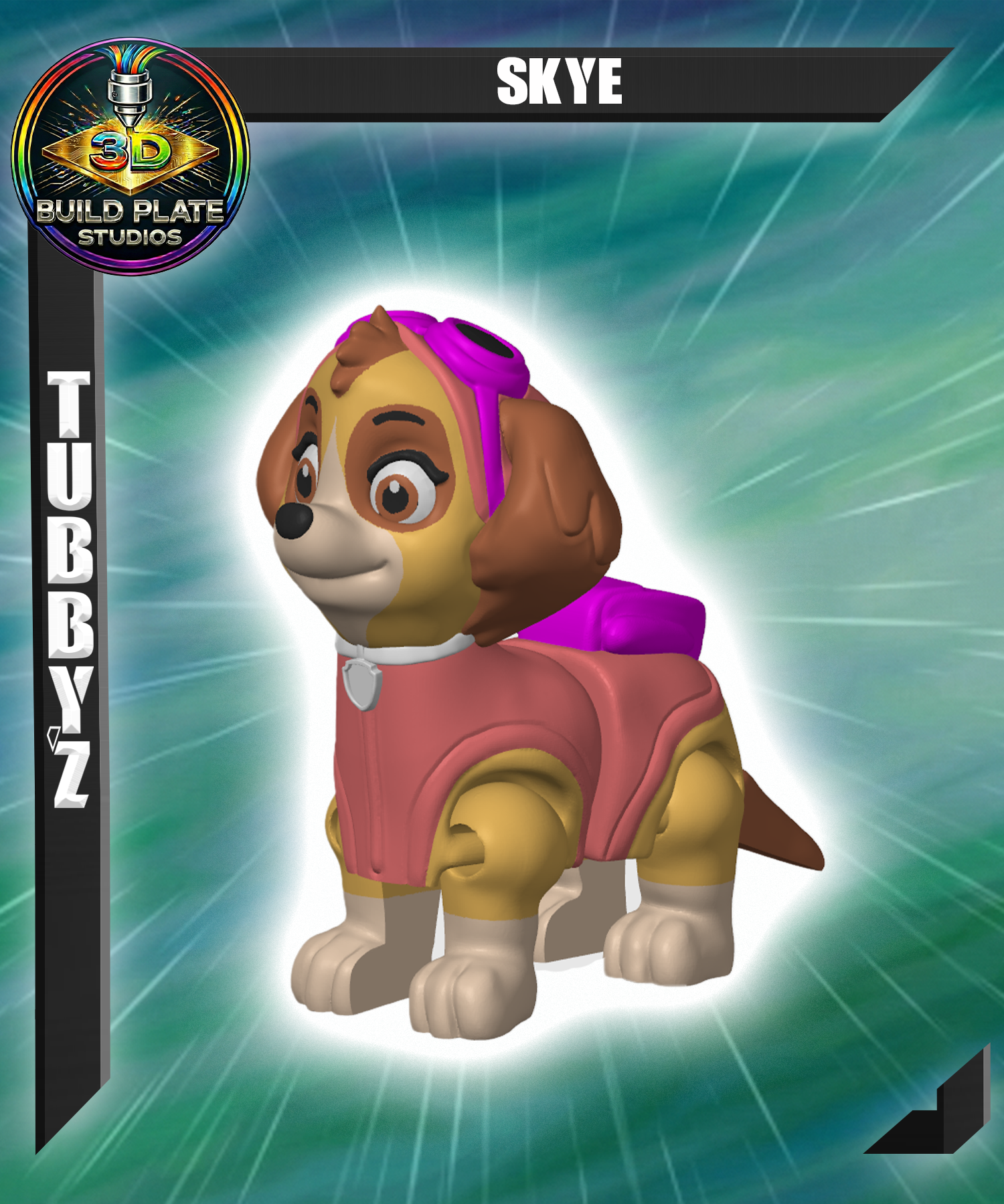 Paw Patrol Skye Multicolor Flexi Print-In-Place 3D 3MF Model