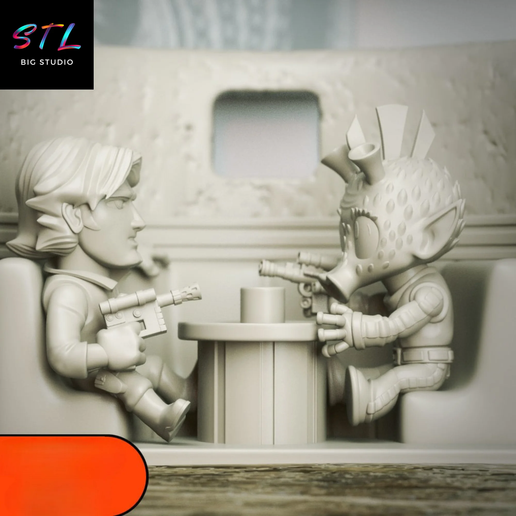 Han Solo vs Greedo Chibi Diorama STL | Star Wars | 3D Printable Model Model — view 4