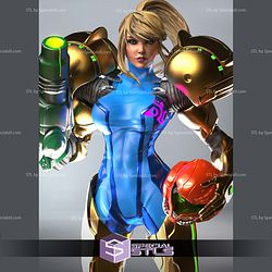 Samus Aran hold Helmet 3D Printer Files STL Model