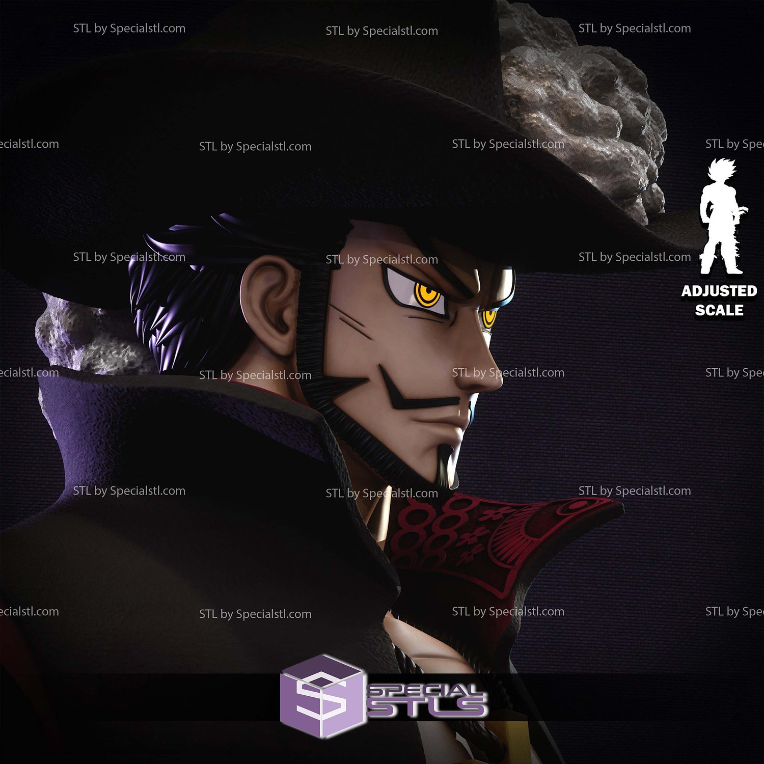 Dracule Mihawk Bust Detail STL Files 3D Model — view 2