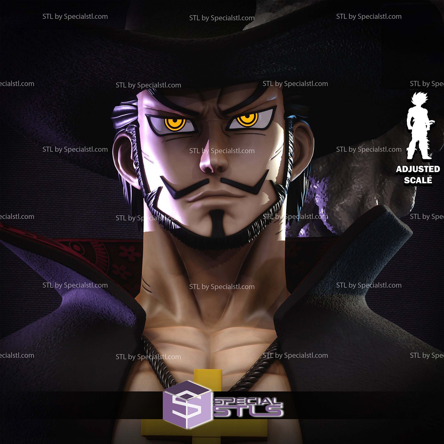 Dracule Mihawk Bust Detail STL Files 3D Model — view 4