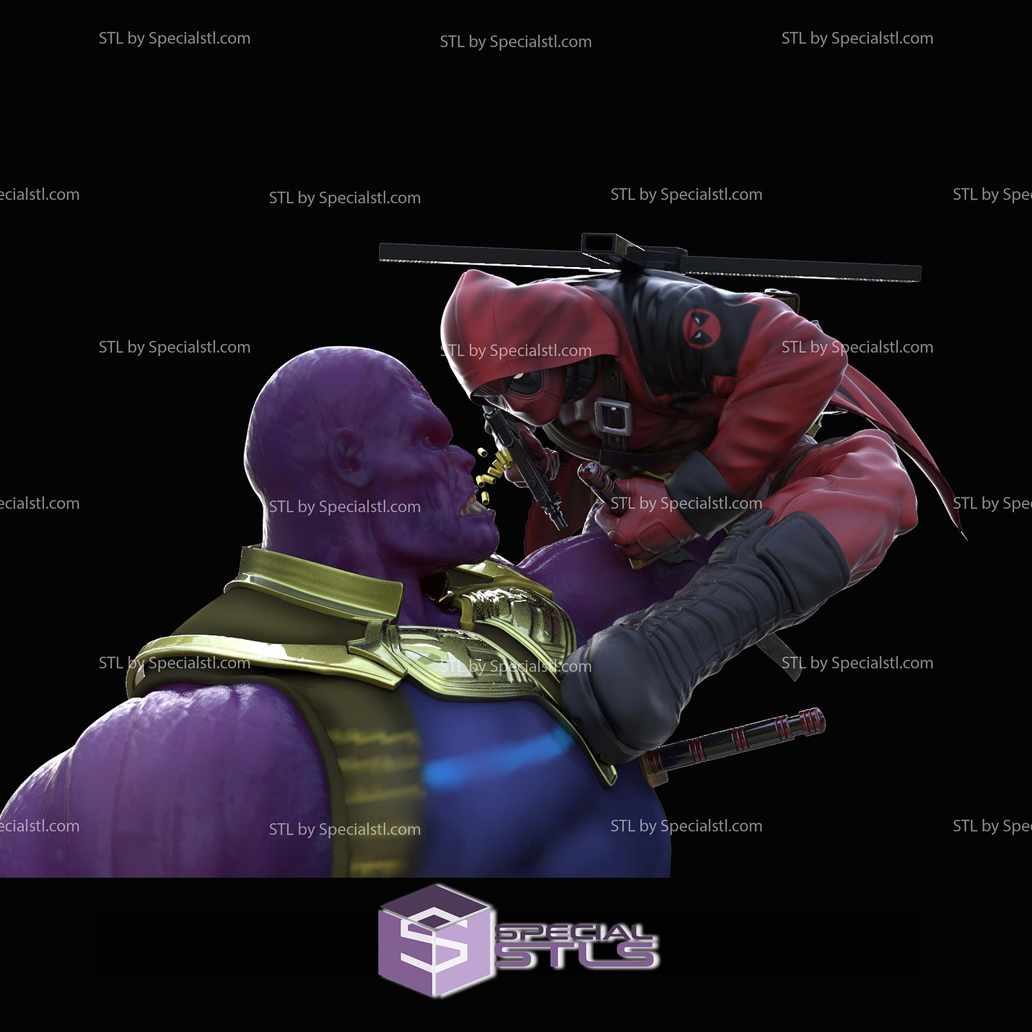 Deadpool Battle Thanos STL Files 3D Model — view 2
