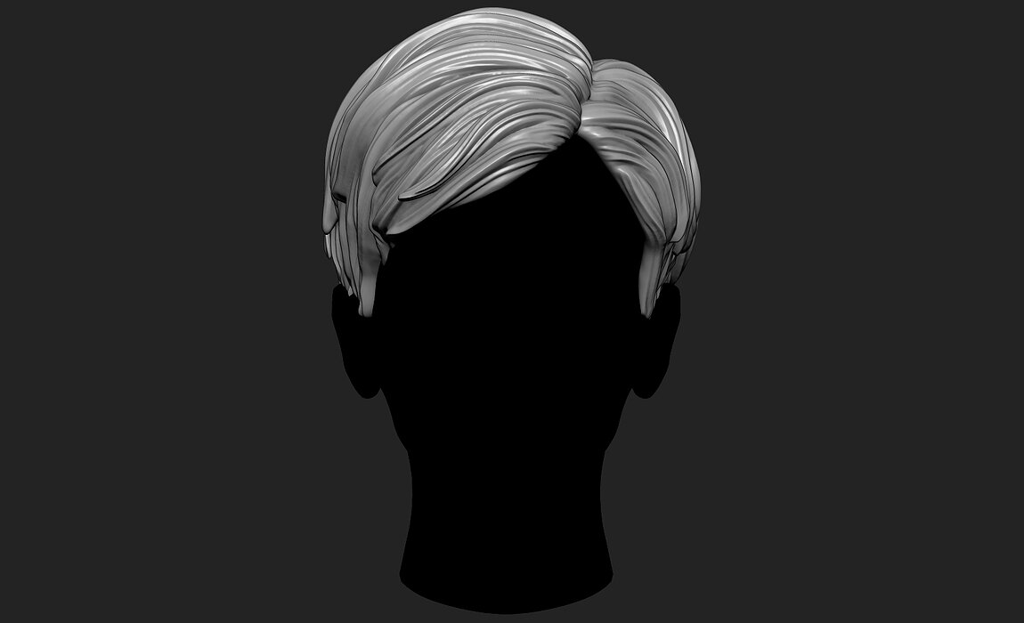 Short Female  3D Hair Model OBJ-STL 3D print model Model — view 2