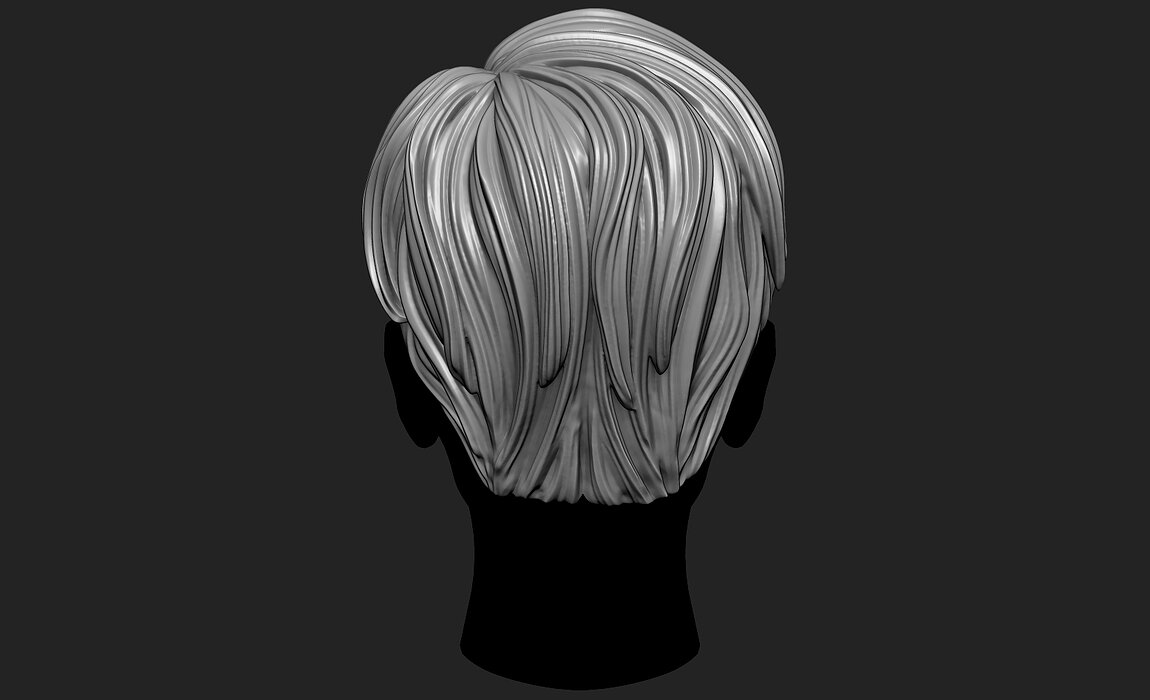 Short Female  3D Hair Model OBJ-STL 3D print model Model — view 3