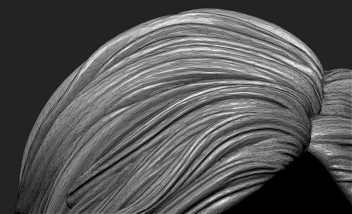 Short Female  3D Hair Model OBJ-STL 3D print model Model — view 4