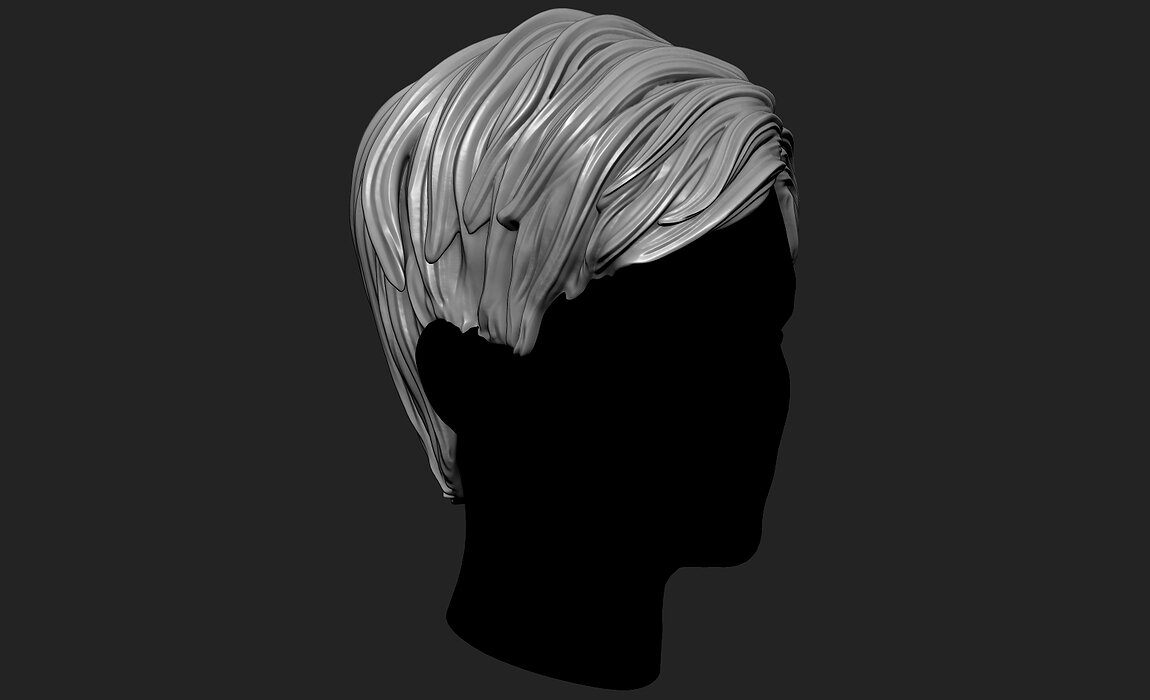 Short Female  3D Hair Model OBJ-STL 3D print model Model — view 6