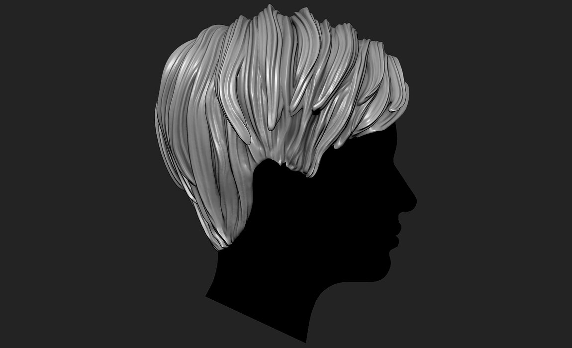 Short Female  3D Hair Model OBJ-STL 3D print model Model — view 7
