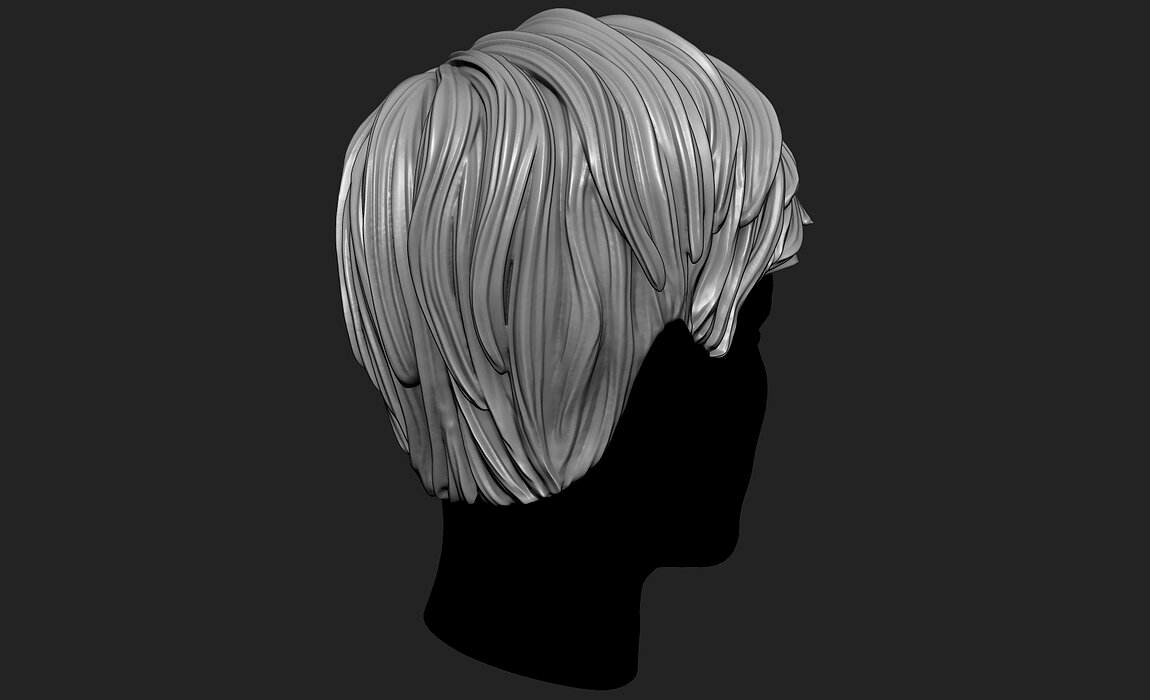 Short Female  3D Hair Model OBJ-STL 3D print model Model — view 8