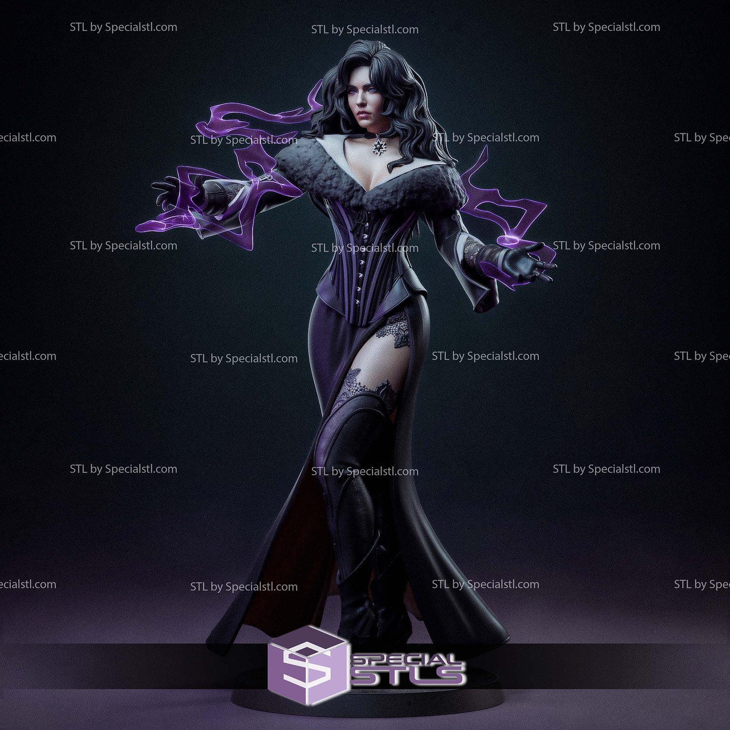 Yennefer Purple Witch STL Files 3D Model — view 3