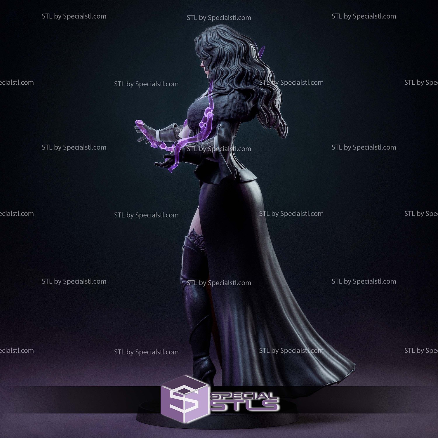 Yennefer Purple Witch STL Files 3D Model — view 4