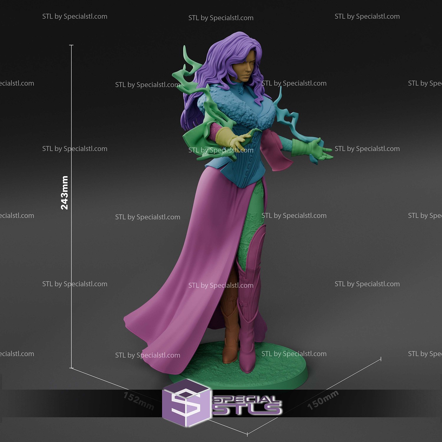 Yennefer Purple Witch STL Files 3D Model — view 6