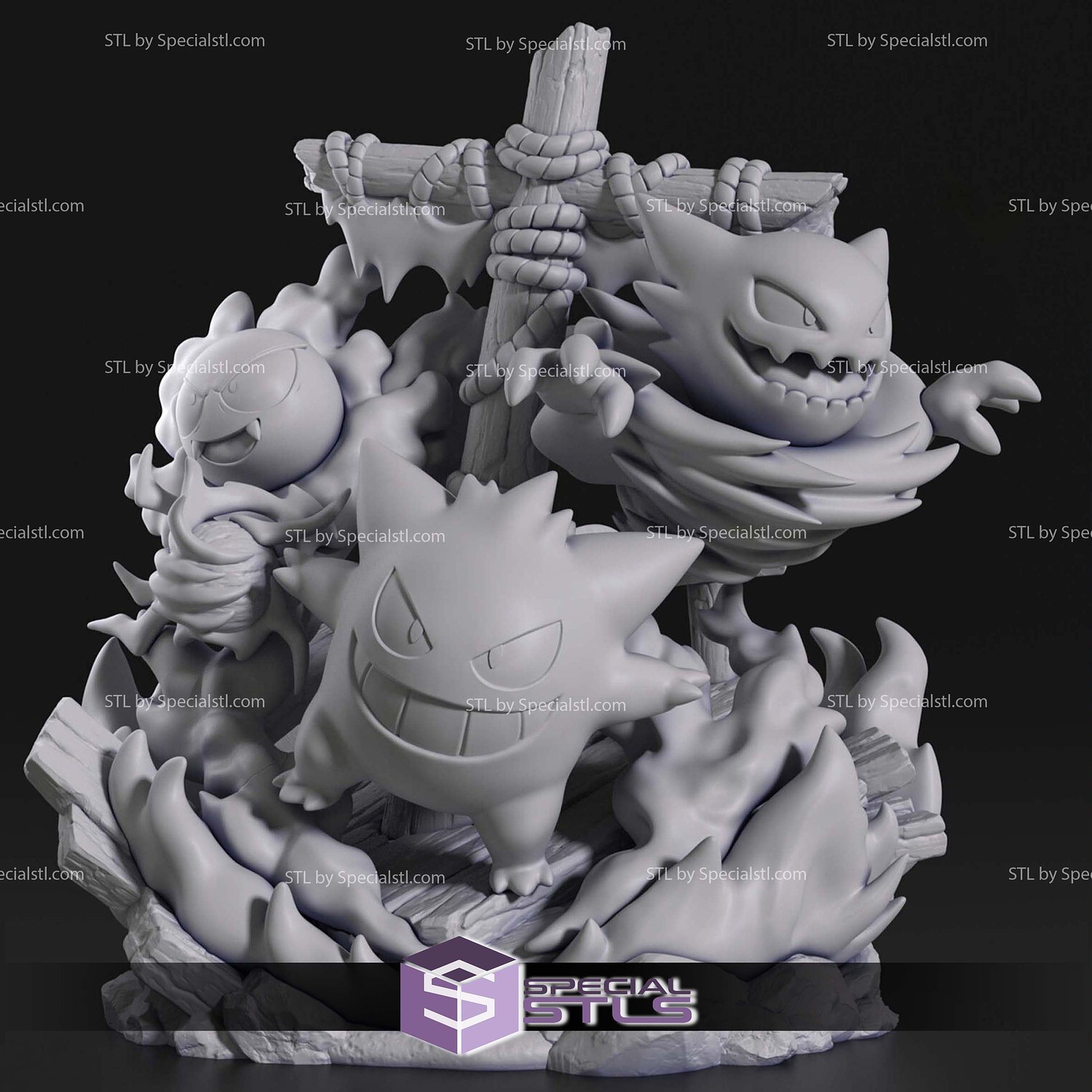 Chibi Ghost Gengar Pokemon 3D Printer Files STL Model — view 5