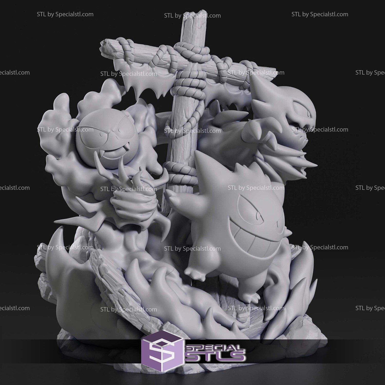 Chibi Ghost Gengar Pokemon 3D Printer Files STL Model — view 6