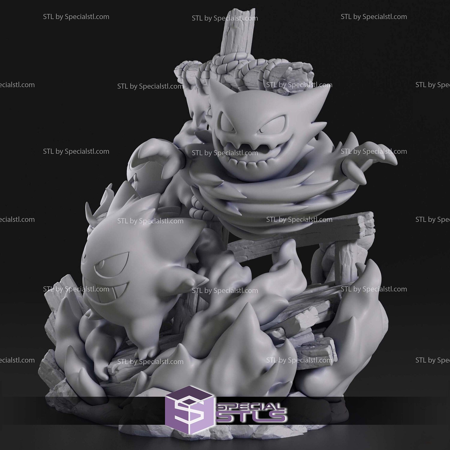 Chibi Ghost Gengar Pokemon 3D Printer Files STL Model — view 7