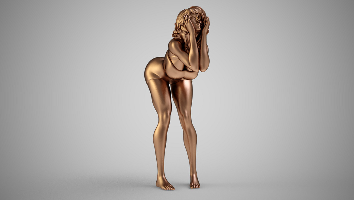 Cute Woman 3D OBJ Model — view 2