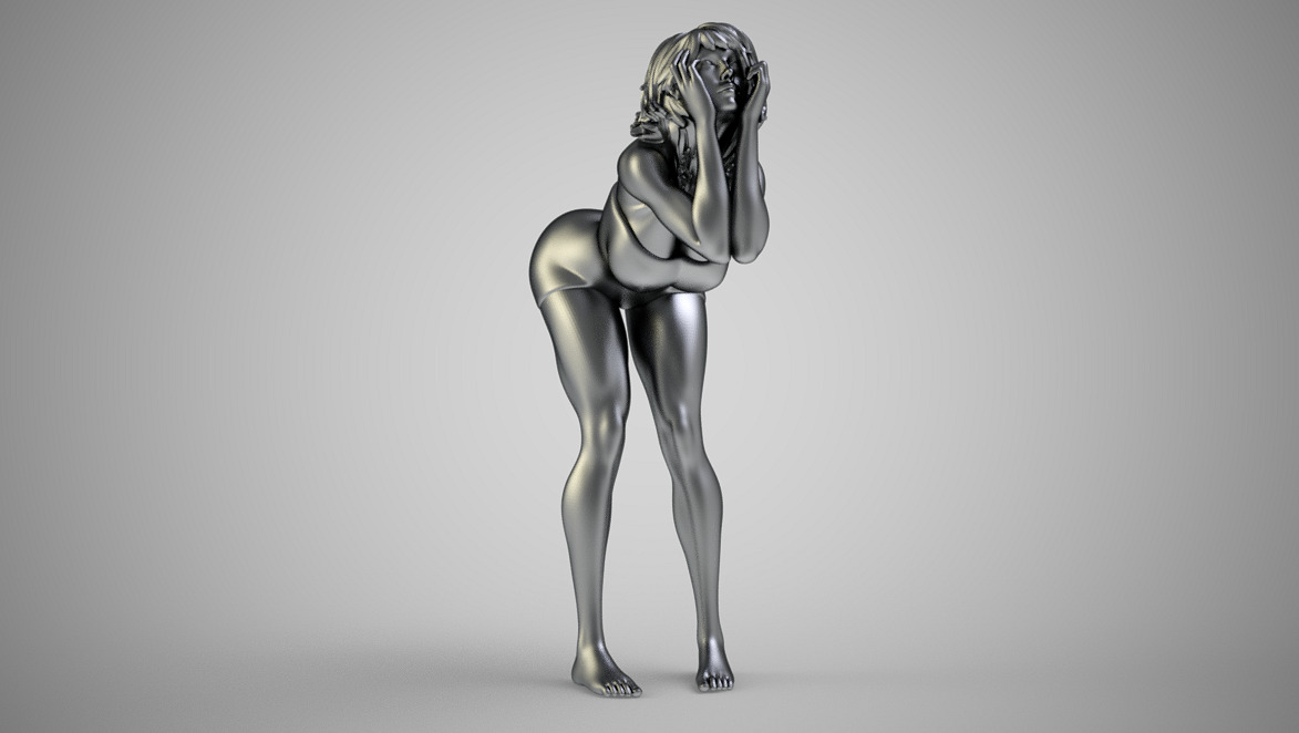Cute Woman 3D OBJ Model — view 3
