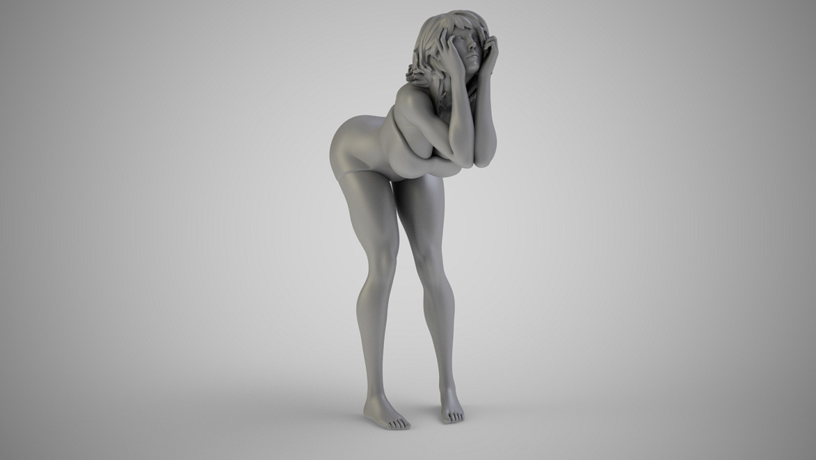 Cute Woman 3D OBJ Model — view 4