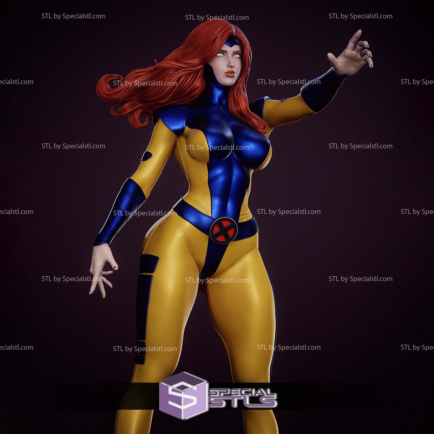 Jean Grey Classic Outfit Thicc 3D Printer Files STL Model — view 3