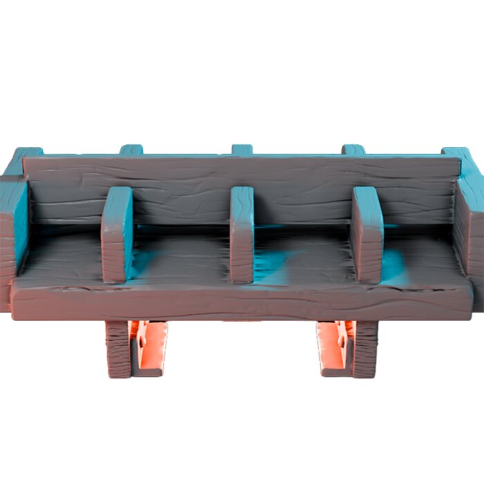 Wood Bench VII - RPG Tabletop Figure 3D STL Model — view 3