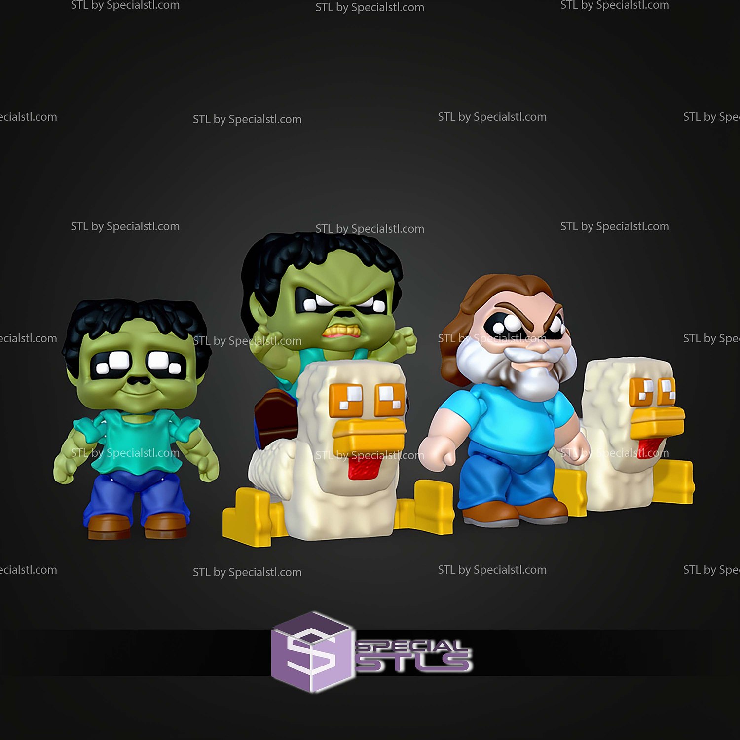 Super Basic STL Minecraft Movie Minis Pack Multicolor 3D Model — view 5