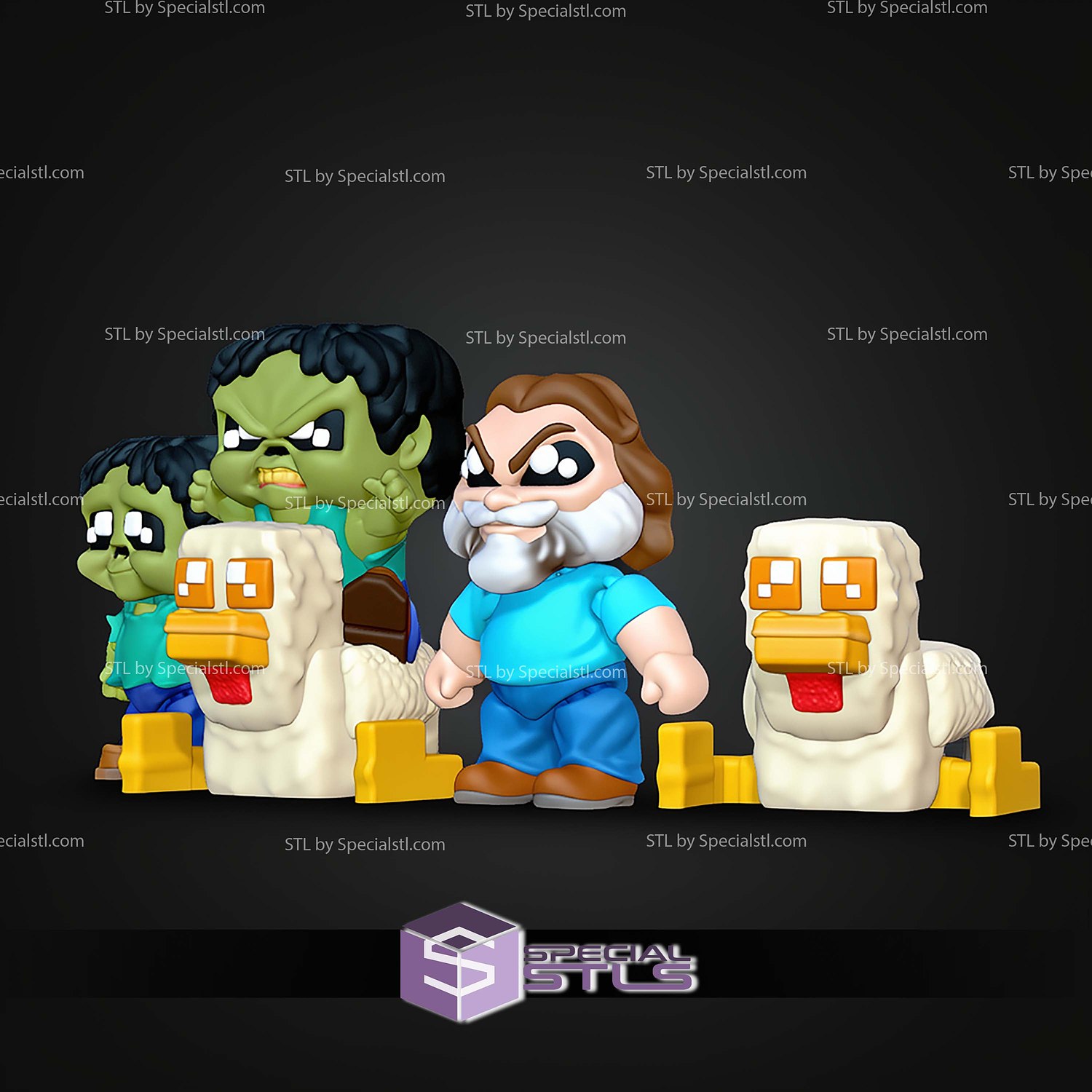 Super Basic STL Minecraft Movie Minis Pack Multicolor 3D Model — view 6