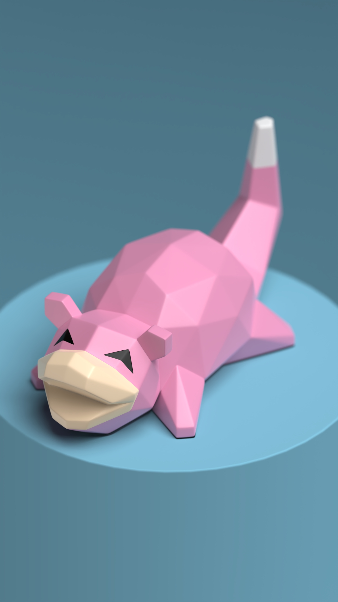 Low-poly Slowpoke - Piggy bank & Keyboard clicker included 3D STL Model — view 3