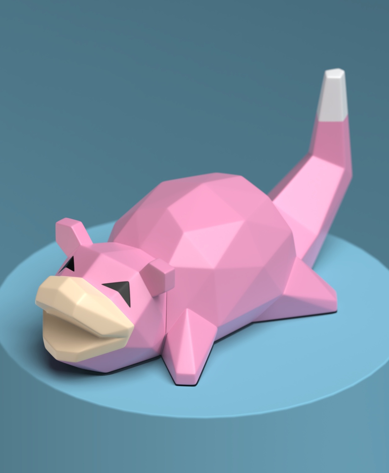 Low-poly Slowpoke - Piggy bank & Keyboard clicker included 3D STL Model — view 4