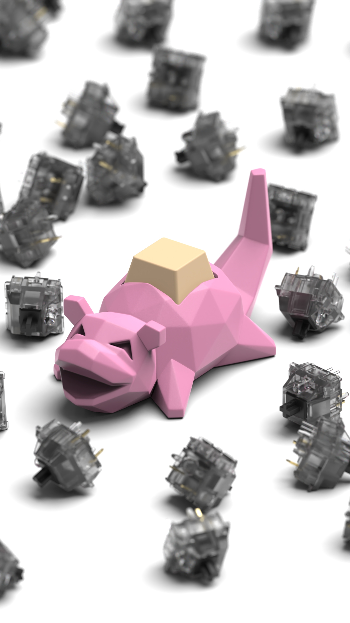 Low-poly Slowpoke - Piggy bank & Keyboard clicker included 3D STL Model — view 8