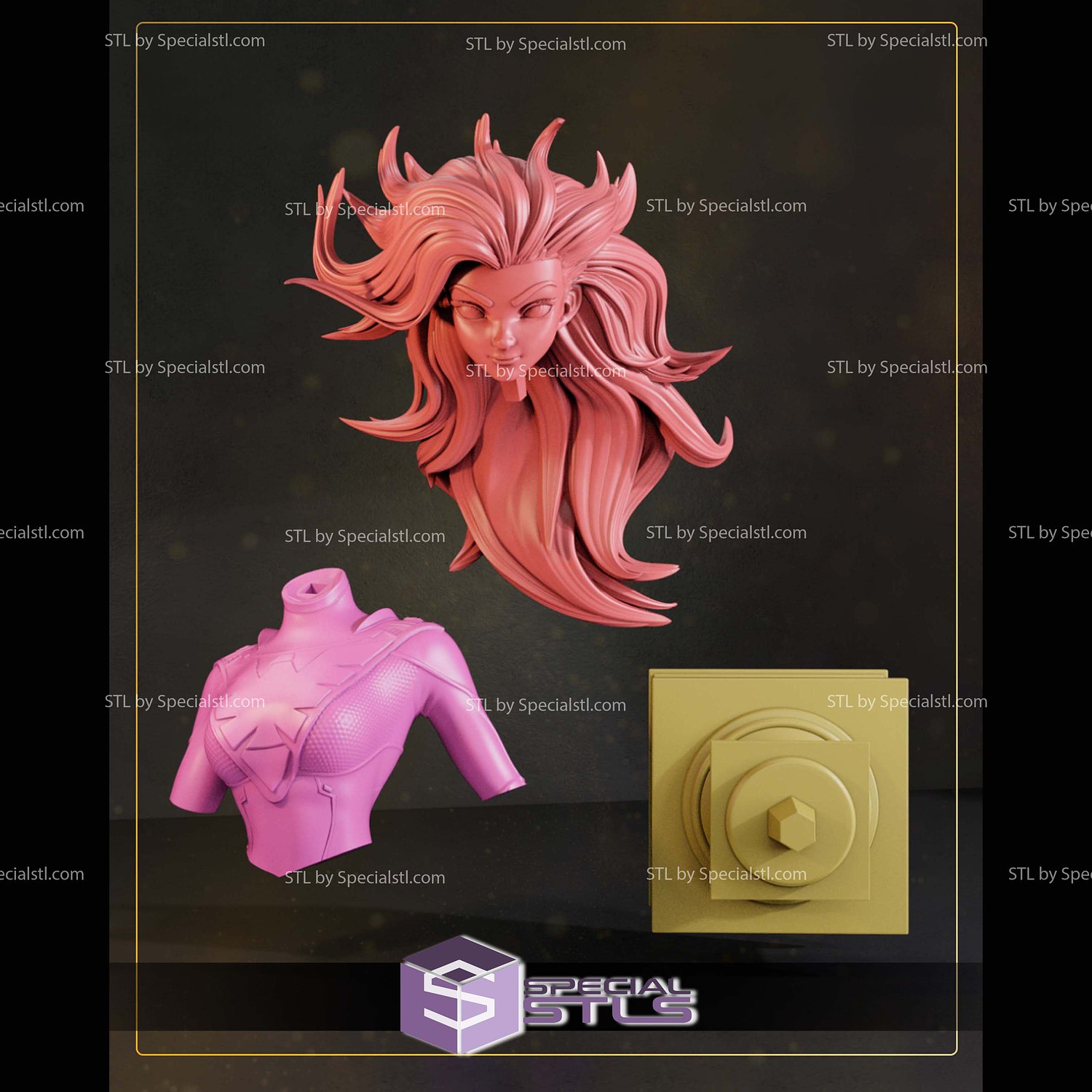 Dark Phoenix Stylized Bust 3D Printer Files STL Model — view 4