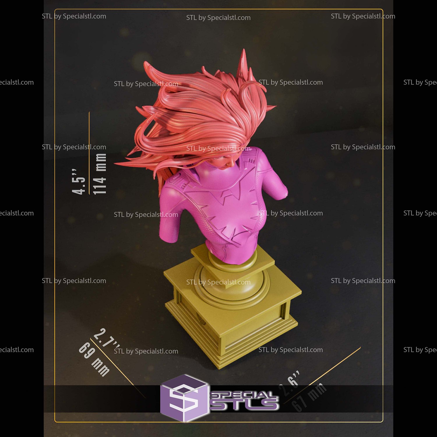 Dark Phoenix Stylized Bust 3D Printer Files STL Model — view 5