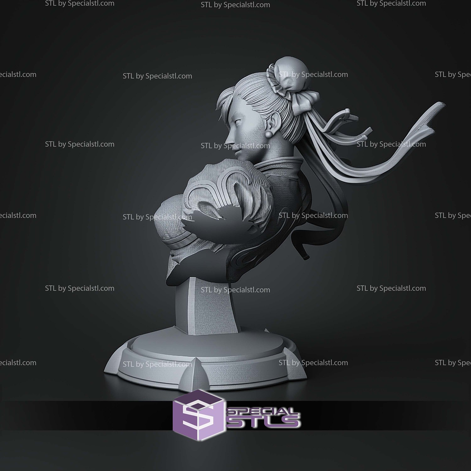 Chun-Li Street Fighter Bust 120mm STL Files 3D Model — view 3