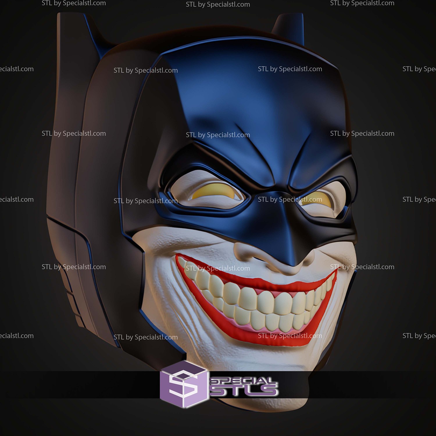 Cosplay STL Files Bat Joker Helmet 3D Model — view 2