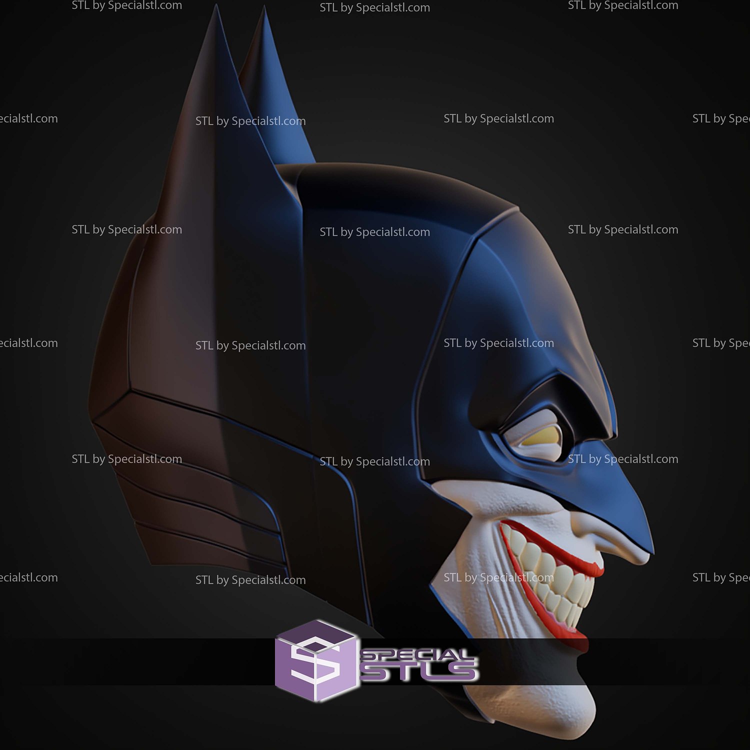 Cosplay STL Files Bat Joker Helmet 3D Model — view 3