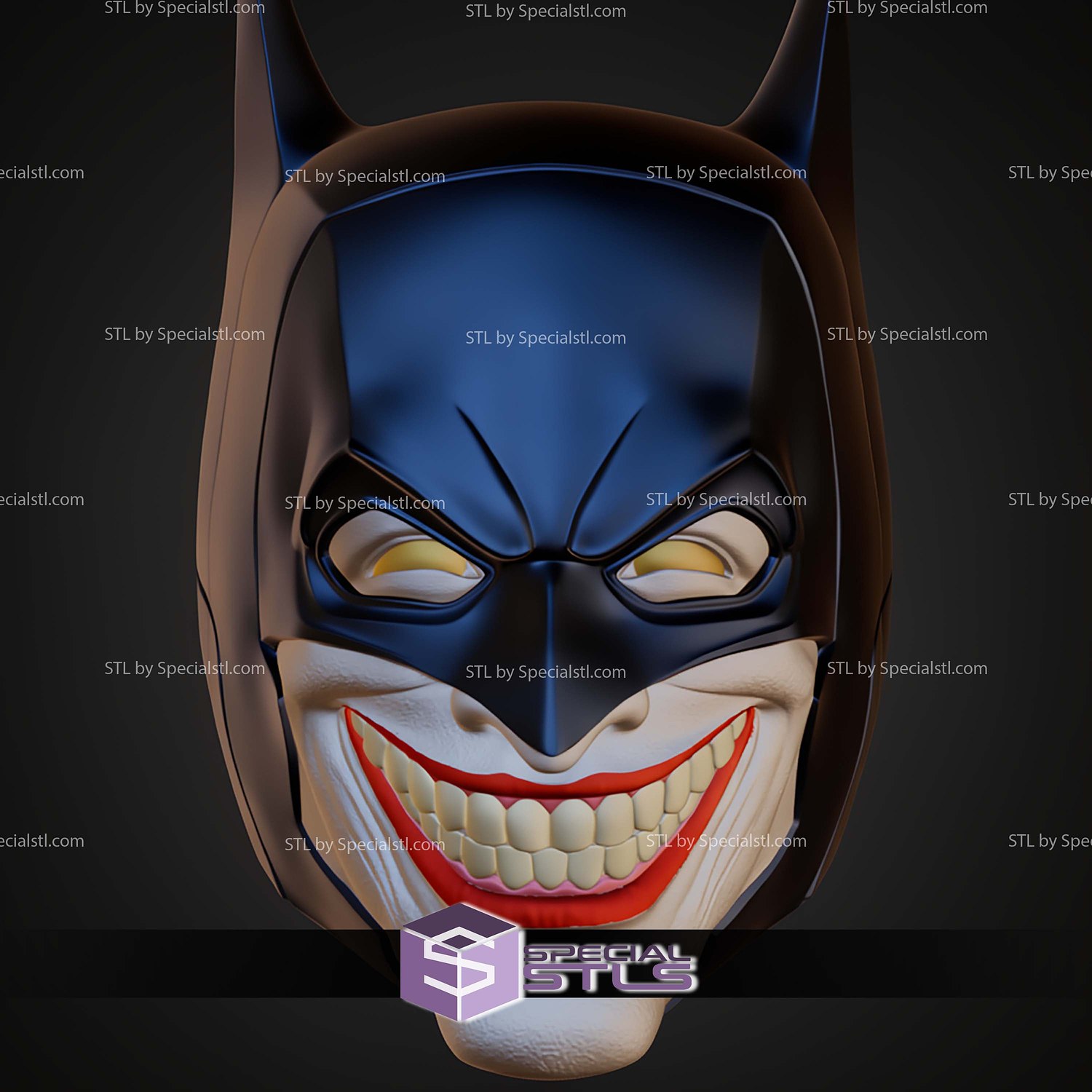 Cosplay STL Files Bat Joker Helmet 3D Model — view 4