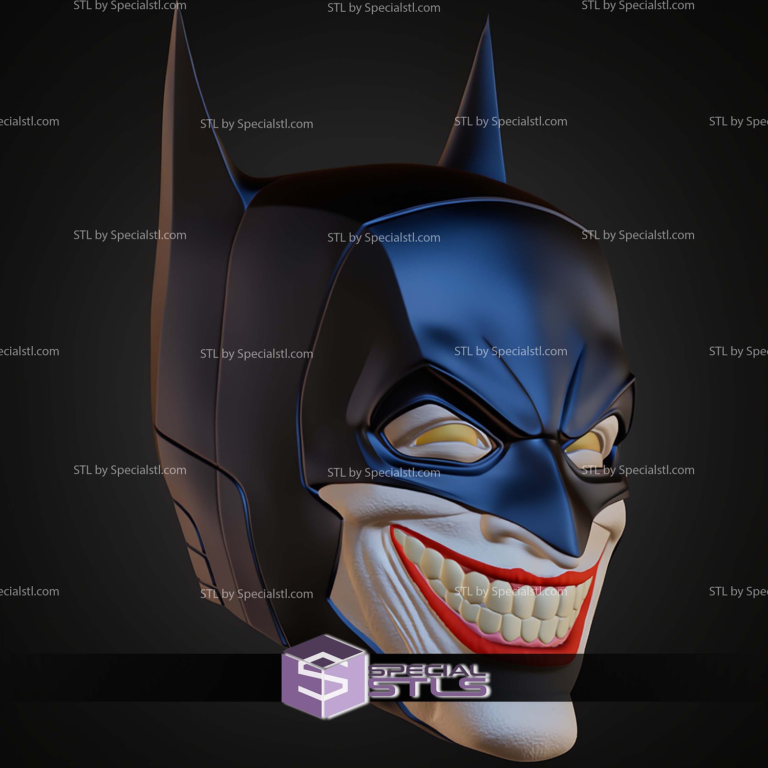 Cosplay STL Files Bat Joker Helmet 3D Model — view 5