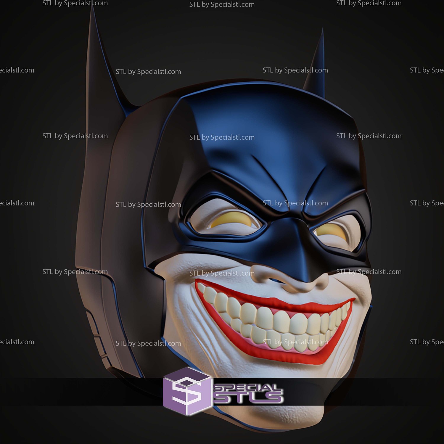 Cosplay STL Files Bat Joker Helmet 3D Model — view 8