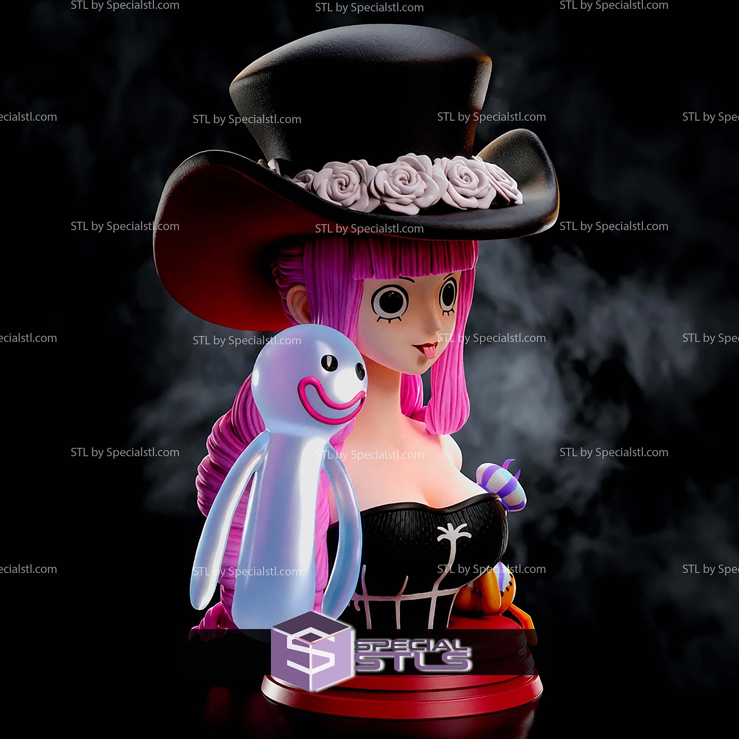 Perona Ghost Princess Bust STL Files 3D Model — view 4