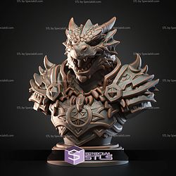 Mini Fantasy STL Collection Dragon Warrior Bust 3D Model