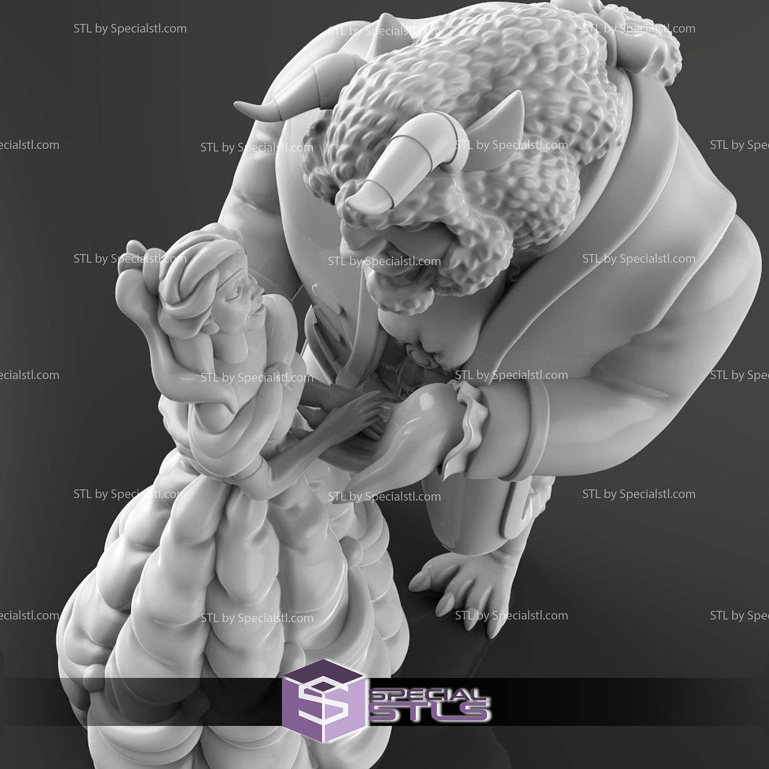 Beauty and the Beast No Split 3D Print Files STL Model — view 2