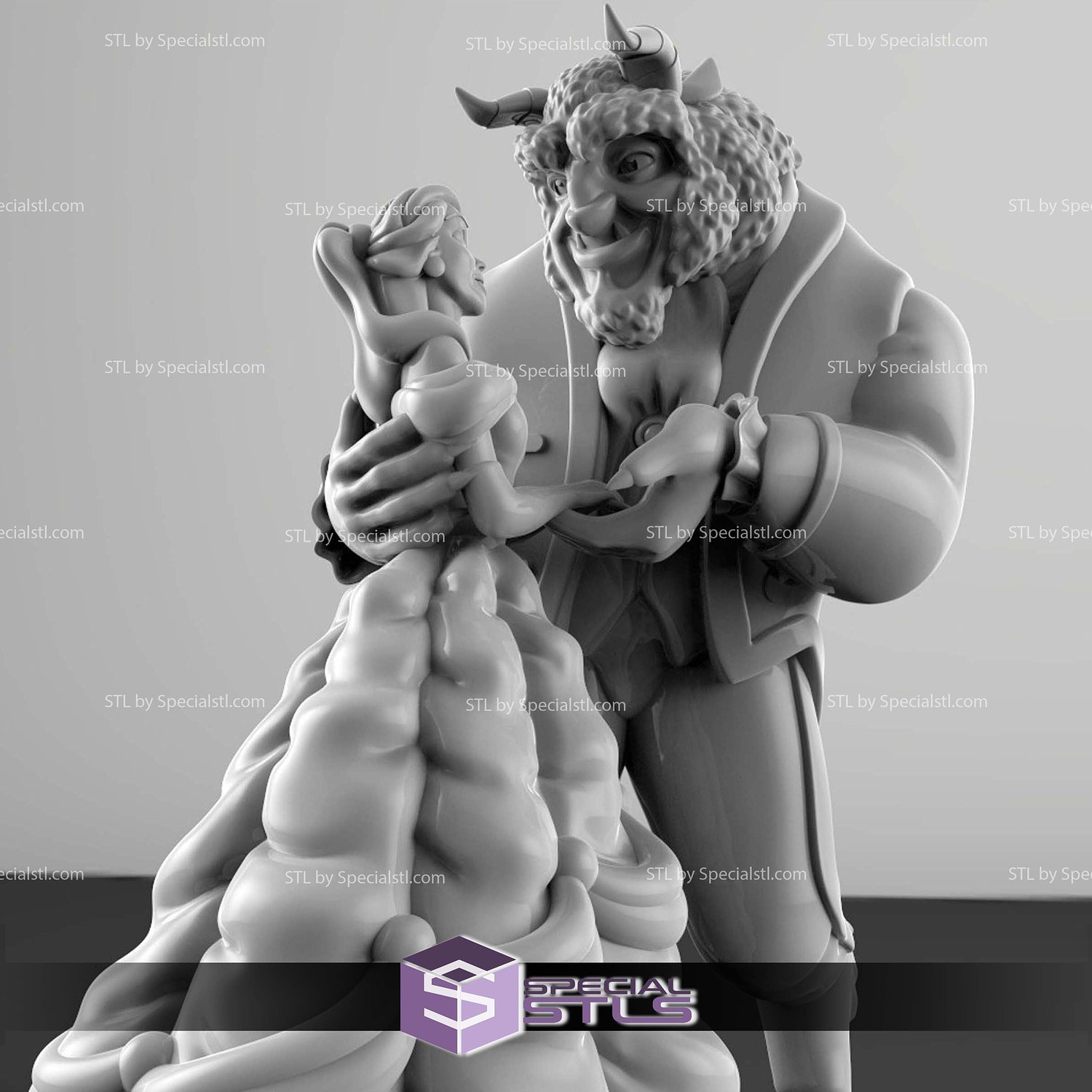 Beauty and the Beast No Split 3D Print Files STL Model — view 3