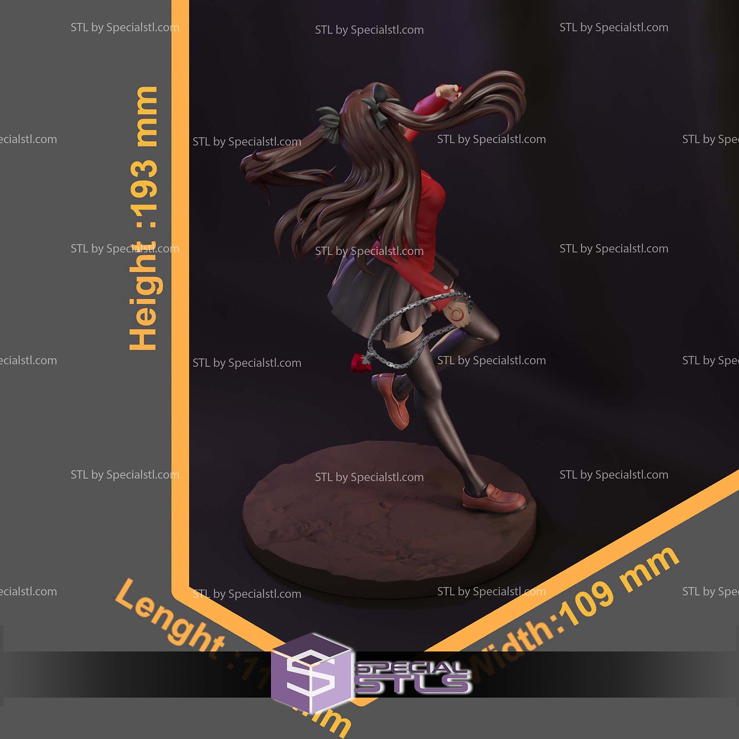 Rin Tohsaka 193mm STL Files 3D Model — view 3