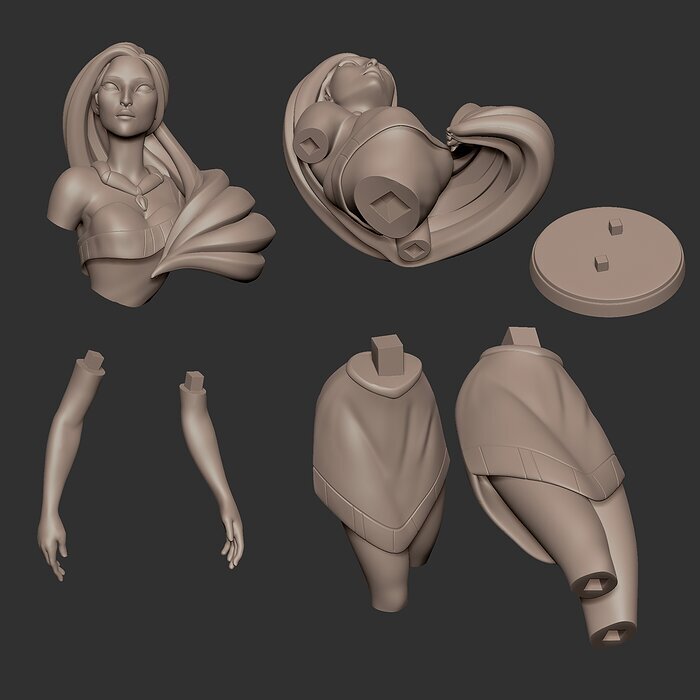 Pocahontas model for 3d print STL Model — view 6